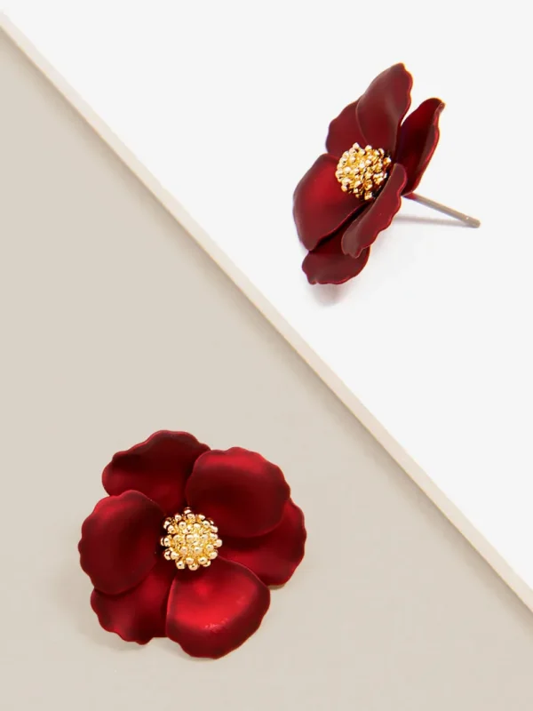 Amelia Metallic Flower Stud Earring | ZENZII New