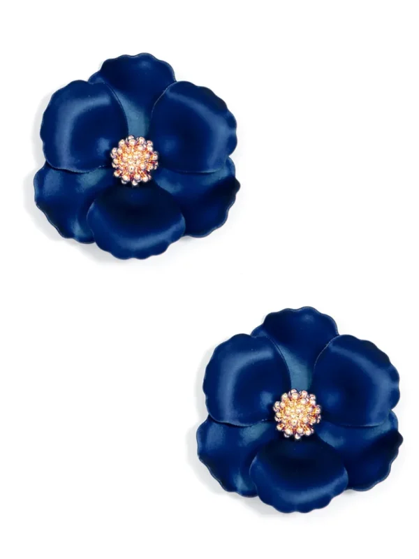 Amelia Metallic Flower Stud Earring | ZENZII New