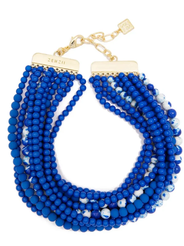 Marbled Beaded Collar Necklace | ZENZII Online