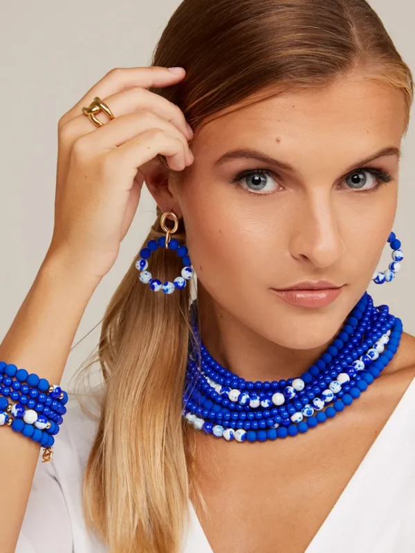 Marbled Beaded Collar Necklace | ZENZII Online