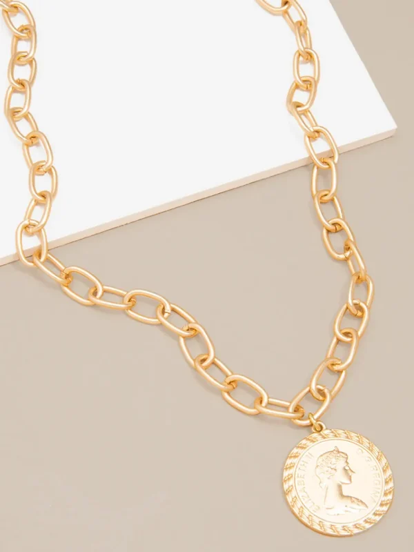 Coin Pendant And Chain Collar Necklace | ZENZII Clearance