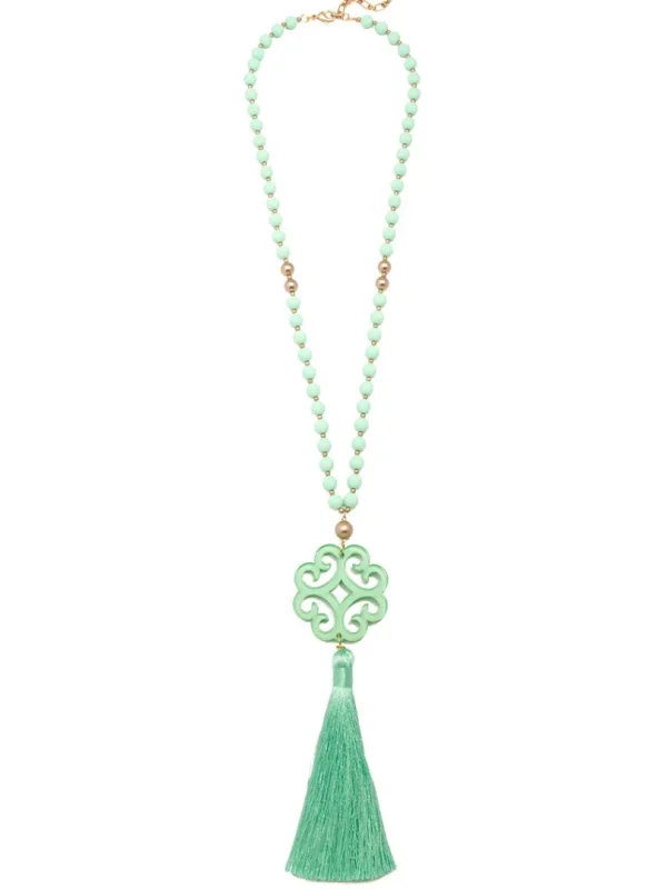 Jade Pendant Tassel Necklace | ZENZII Sale