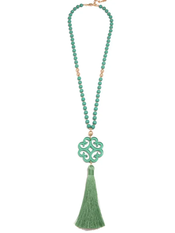 Jade Pendant Tassel Necklace | ZENZII Sale
