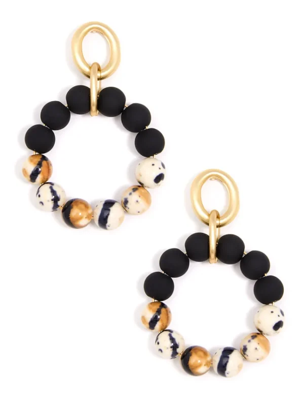 Marbled Beaded Drop Hoop Earring | ZENZII Sale