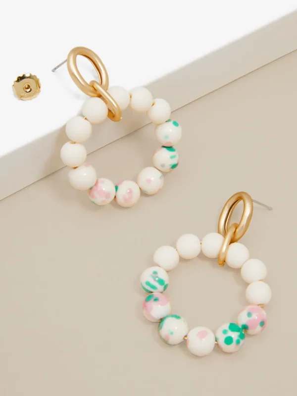 Marbled Beaded Drop Hoop Earring | ZENZII Sale