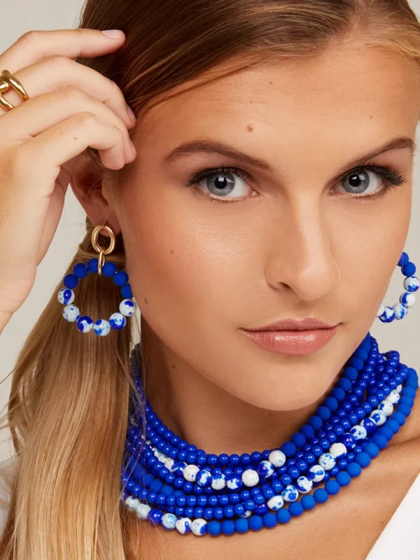 Marbled Beaded Drop Hoop Earring | ZENZII Sale