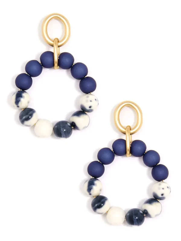 Marbled Beaded Drop Hoop Earring | ZENZII Sale