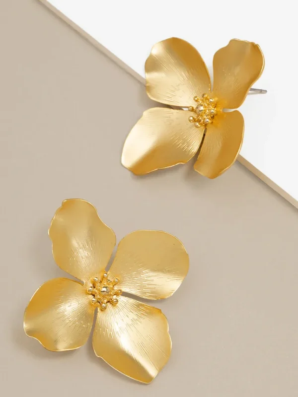 Matte Metallic Flower Statement Earring | ZENZII Discount