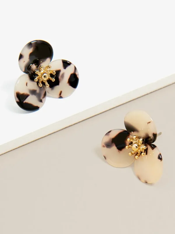 Tortoise Lotus Stud Earring | ZENZII Fashion