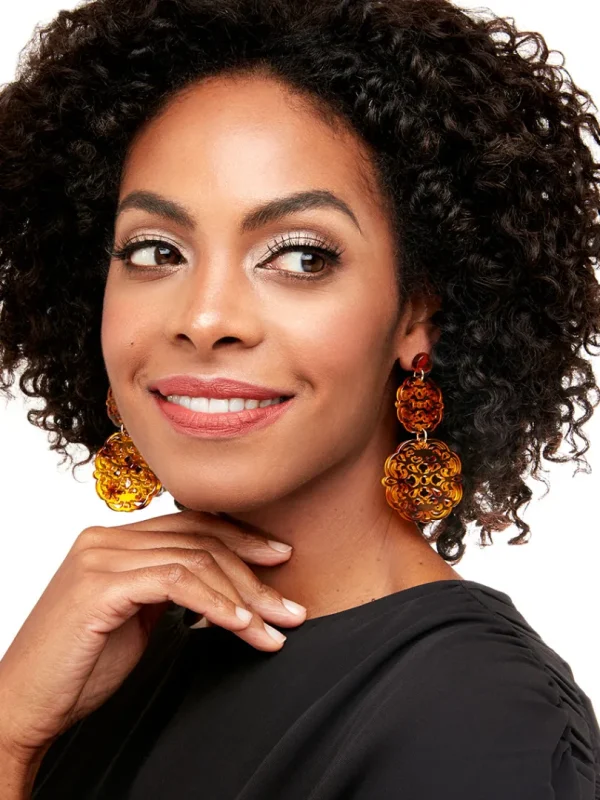 Two Fold Resin Emblem Drop Earring | ZENZII Fashion